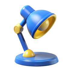 3d blue and yellow desk lamp isolated on transparent background