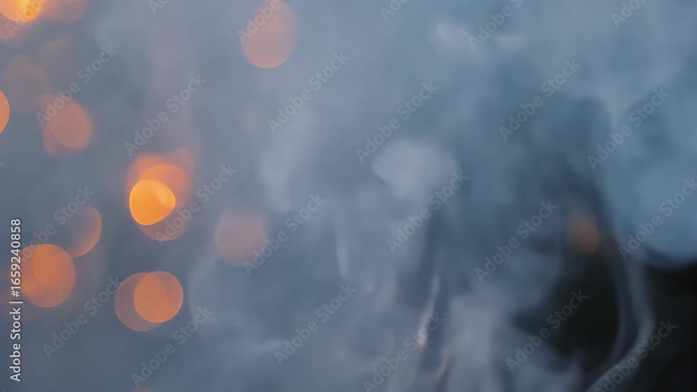 Aufkleber Captivating image of glowing bokeh lights surrounded by soft smoke, creating an ethereal background perfect for artistic projects and visual effects.