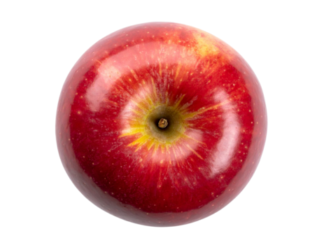 Top Down View of Red Apple with Stem PNG