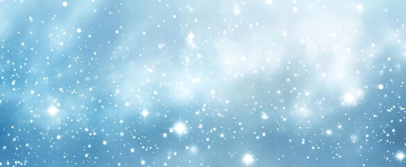 Fototapeta premium Light blue background with sparkling particles.