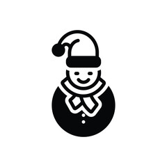 Black solid icon for snowman