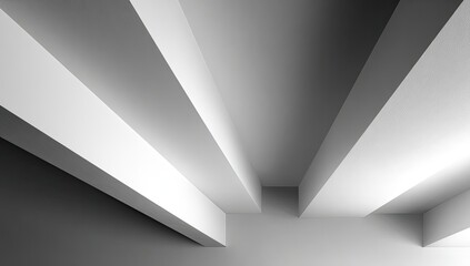 Abstract architectural interior, white beams