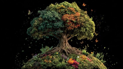 Fototapeta premium Colorful tree with vibrant foliage