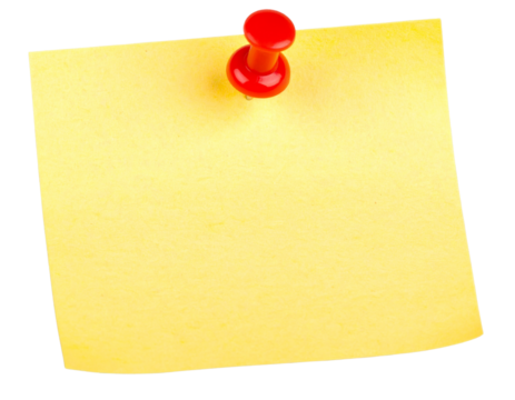 Red Pin on Yellow Note PNG Transparent Background