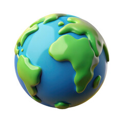 3d stylized earth globe isolated on transparent background