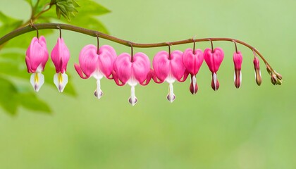 Fototapeta premium Delicate pink heart-shaped flowers cascading downwards