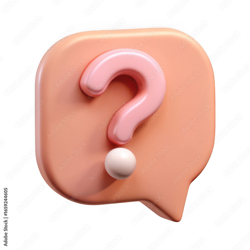 Poster 3d question mark in speech bubble isolated on transparent background