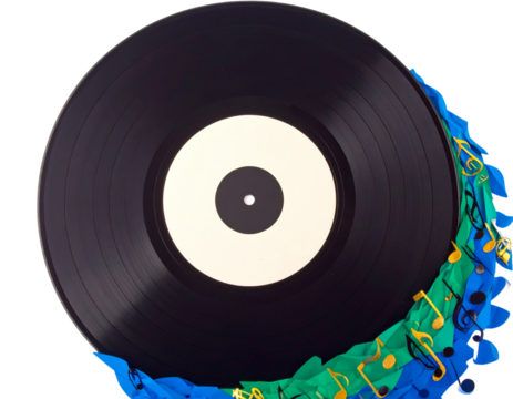 Vinyl record logo template. Vector music icon or emblem - Powered by Adobe