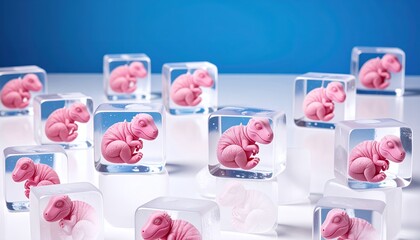 Frozen Dinosaur Embryos Inside Ice Cubes – Surreal Prehistoric Concept