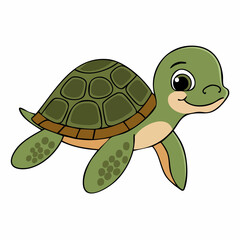 Obraz premium A cartoon turtle is a cute, slow reptile with a green shell