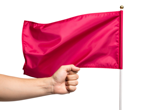 Hand Holding Crimson Flag PNG Isolated on Transparent Background