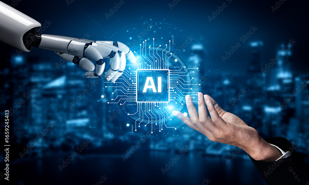 Poster ai assistant brain processor with llm technology, big data, machine learning, generative ai for busi