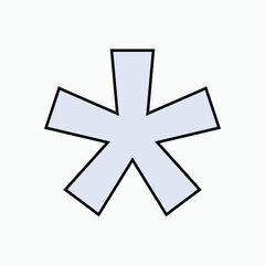 Asterisk Symbol. A small starlike symbol. A reference mark or to indicate omission, doubtful matter. 
