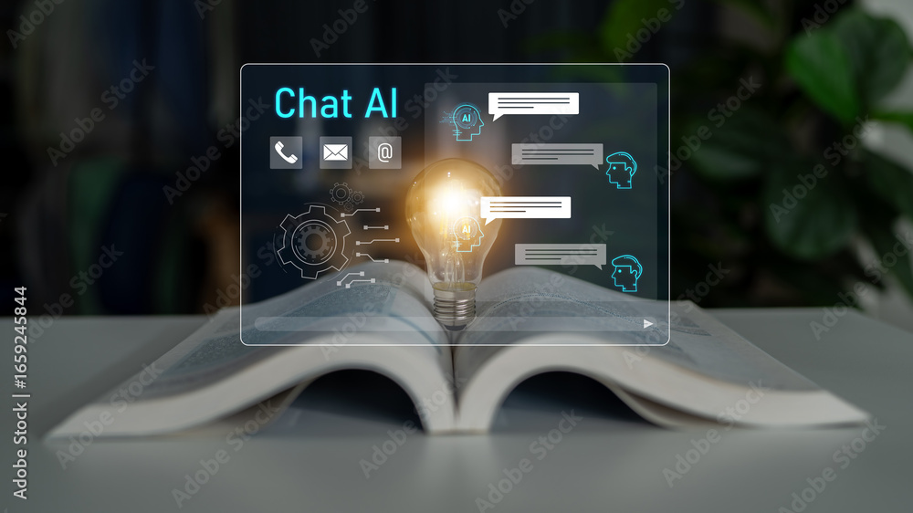 Poster ai chatbot interface facilitates communication, chatbot, and ai interaction for automated user suppo