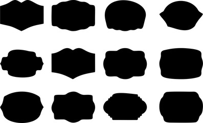 Set of frames silhouette stock image. Badge, banners, ribbons, and flag design elements. Marketing and business promotion banners for social media and web. Price, quality tag icons.