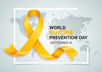 A yellow ribbon stands for World Suicide Prevention Day awareness globally, promoting mental health support and hope for people everywhere.