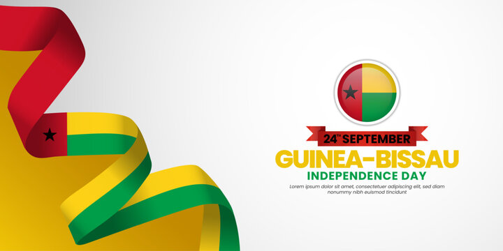Guinea bissau independence day banner background 24 september design element with waving ribbon flag