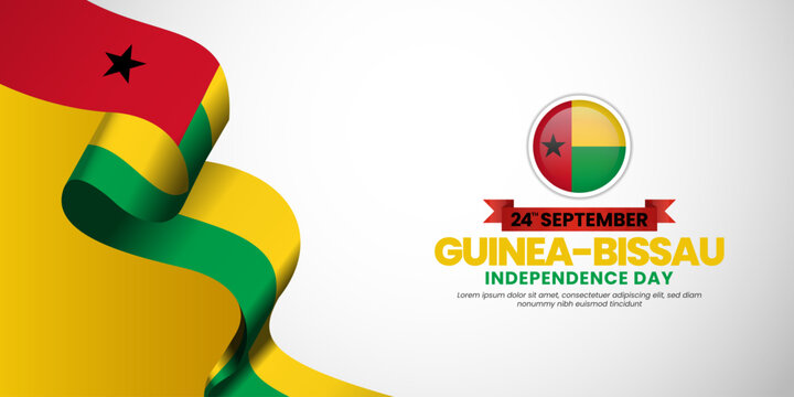 Guinea bissau independence day banner background 24 september design element with waving ribbon flag