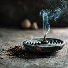 Incense burner with smoke rising
