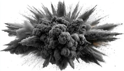 Dark gray powder explosion, radiating outward