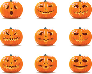 halloween pumpkins set