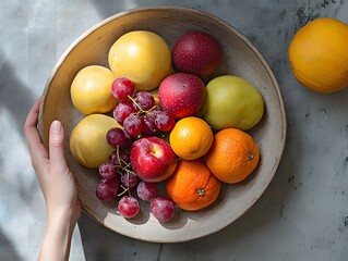 Fresh and Vibrant Assortment of Colorful Fruits in a Bowl