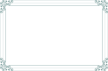 Elements of ornate vintage frames. Border green on white classic calligraphy swirl. Design print for greeting cards, wedding invitations, restaurant menu, royal certificates. Set 825