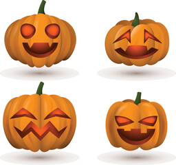 Realistic Halloween pumpkin collection