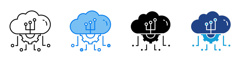 Big data icon set multiple style collection