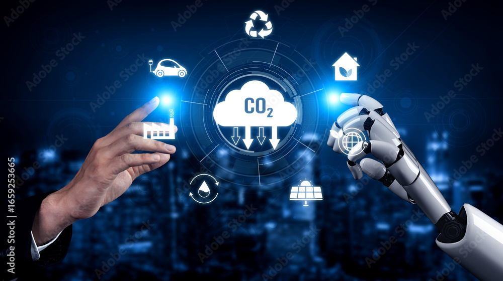 Poster ai artificial intelligence accelerates net zero goals by supporting green strategies, smart energy t