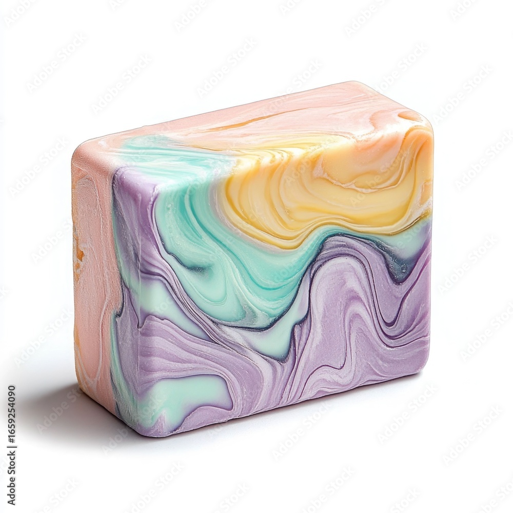 Aufkleber handmade artisanal soap bar with soft pastel color gradient and smooth minimalist design isolated on
