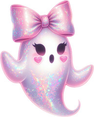 Iridescent ghost with a playful bow