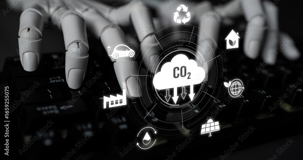 Poster ai artificial intelligence accelerates net zero goals by supporting green strategies, smart energy t