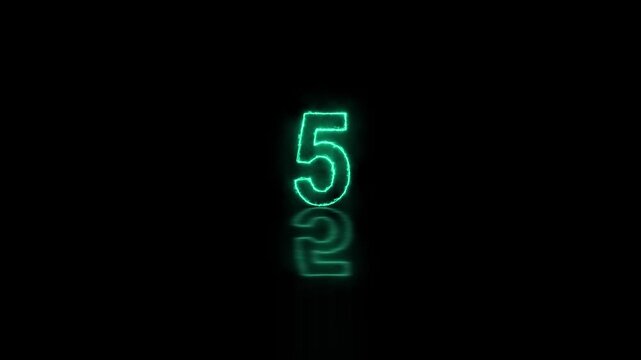 Glowing Countdown from Ten to Zero with Futuristic Animation