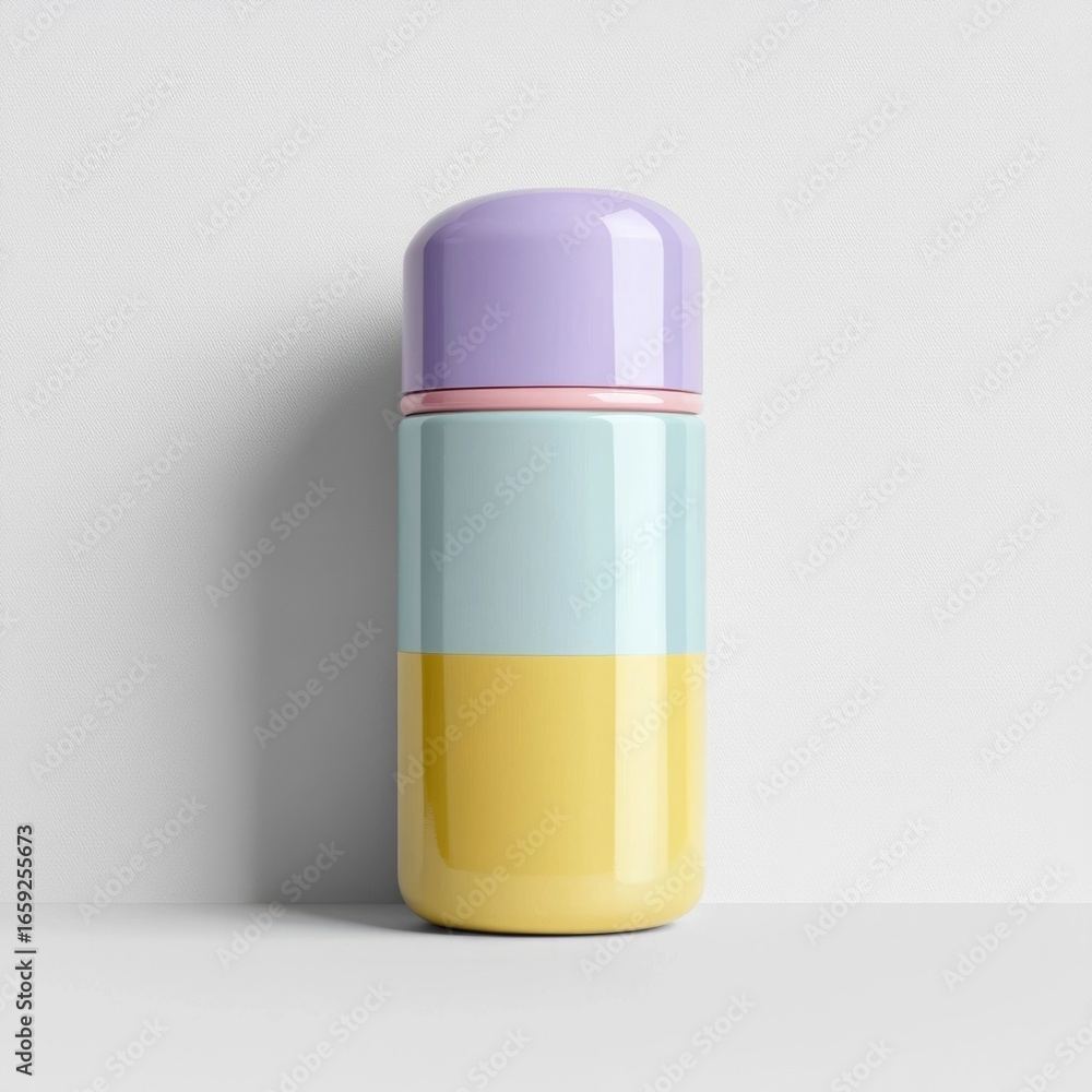 Poster minimalist pastel toned deodorant stick product shot on a soft lit isolated white background the sim