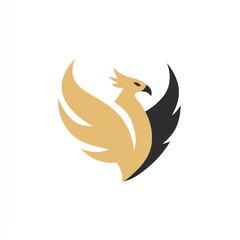 Fototapeta premium Majestic Phoenix Soaring High, Golden Wings Unfurled Against a Pure White Background, Symbolizing Rebirth and Power