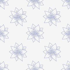 Obraz premium Minimalist Lavender Flower Outline Seamless Pattern