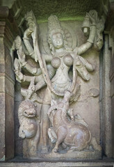 Intricate temple sculptures of Badami in Karnataka, showcasing ancient rock-cut art, mythological figures, and detailed carvings from Chalukyan architecture.