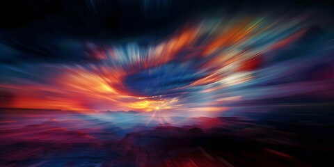 Abstract Sunset Vortex | Surreal Ocean Energy | Cosmic Light Burst | Dreamscape Motion Horizon