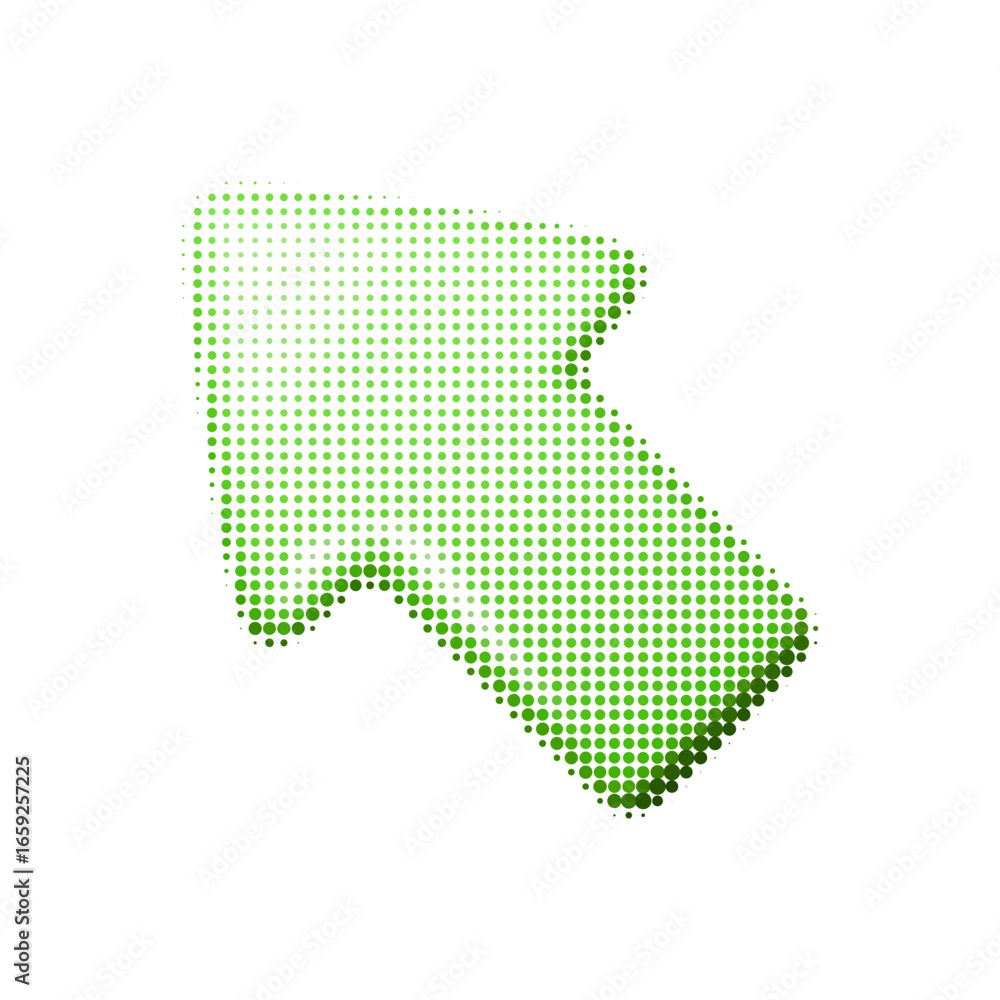 Poster vector illustration of a green upward diagonal arrow with halftone texture. abstract dotted design e