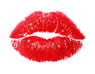 Soft Smudged Red Lipstick Kiss Imprint, Gentle Stain Effect, Isolated Cutout