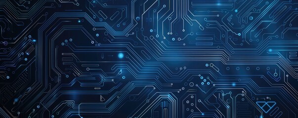 Blue circuit board pattern vector background with tech and digital technology concept for banner, poster or web design element. Vector illustration of blue circuitboard texture