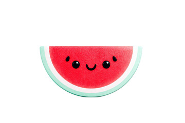 Cute Watermelon Slice with Smiling Face on Transparent Background