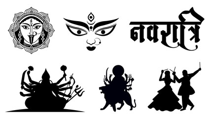 Fototapeta premium Navratri Devi Forms – Durga, Mahalaxmi, Saraswati, Kali Vector Art, Devi Mahalakshmi Spiritual Illustration – Hindu Goddess Vector Design, 