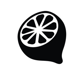 Lemon silhouette. Silhouette of lime, orange, lemon in black and white colors. Hand Drawn lemon isolated on white background. vector illustration. Black silhouette Lemon.