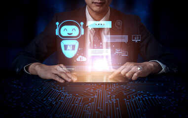 AI chatbot improves virtual assistant interaction. AI chatbot processes text, supports users, AI...