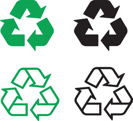 Detailed Recycling Symbol Icon Set - Eco-Friendly Vector Graphics