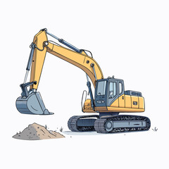 Excavator Vector Icon, Heavy Construction Machinery Icons Set in Black and Orange, Editable Stroke, Vector Illustration Construction Machinery, Construction Equipment Icons Set Editable Stroke
