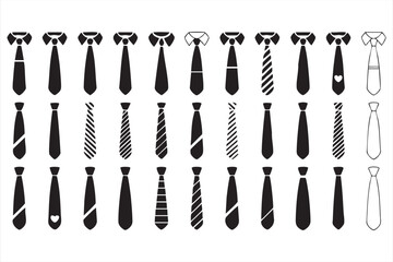 Minimal Black and White Tie Icons for Business, Career, and Office Themes