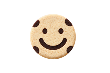 Smiley Face Cookie with Chocolate Chips on Transparent Background